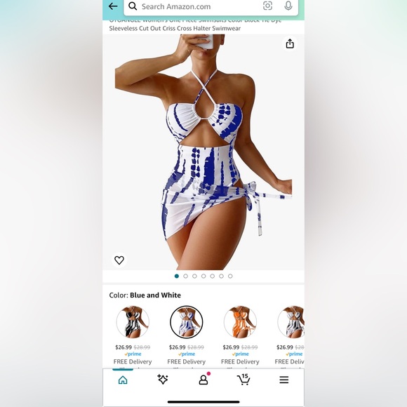 Tie Dye Cut Out Halter One Piece Swimsuit With Beach Skirt *NEW* - Picture 5 of 5